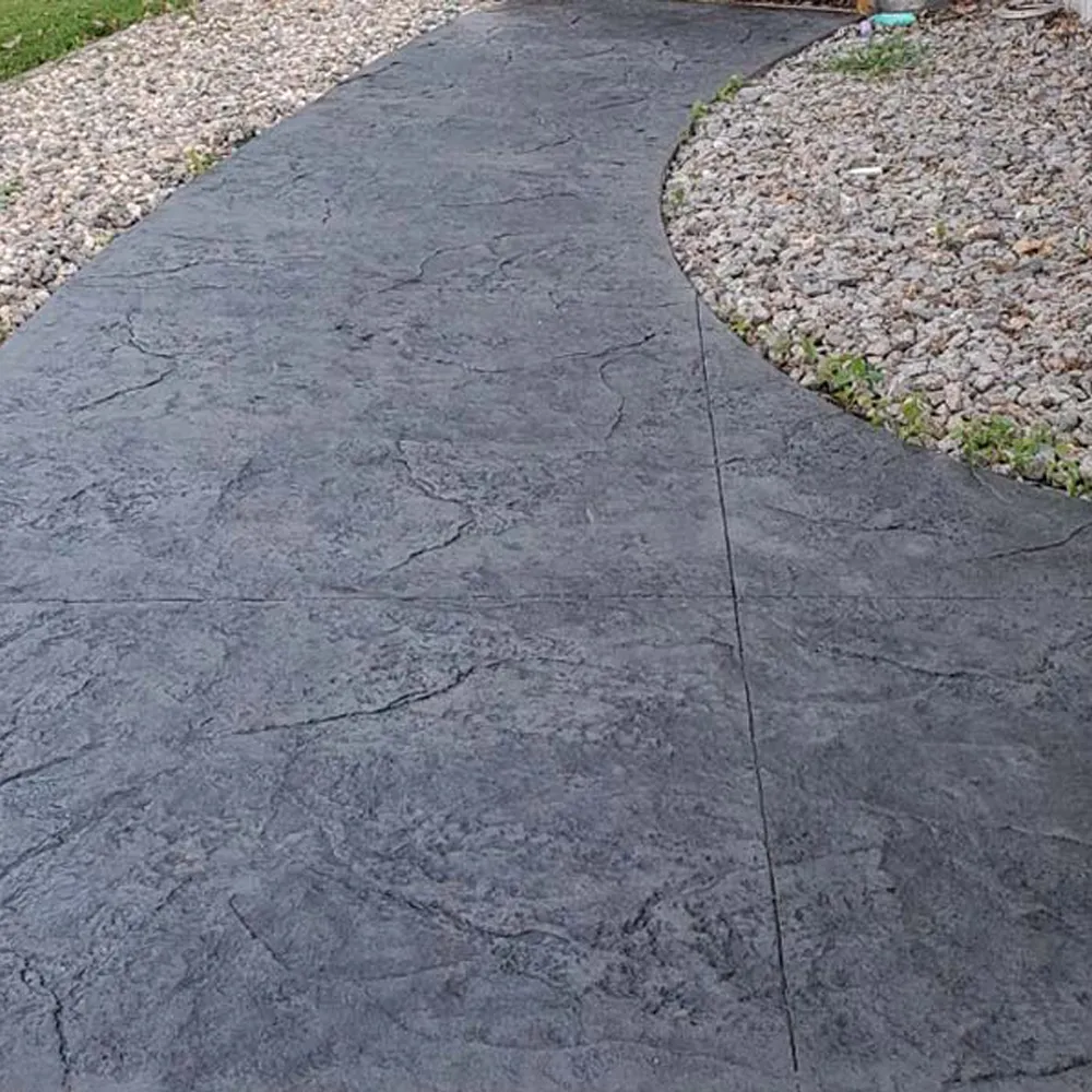 A stamped and dyed concrete walkway